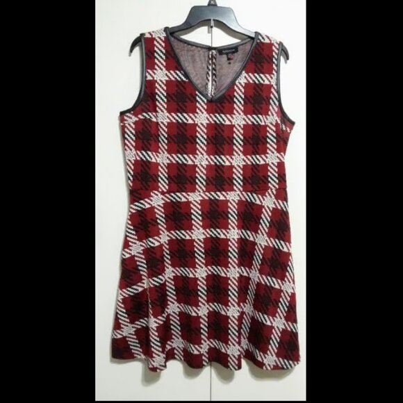 NEW Vero Moda Women's Black, Red & White V-Neck Mini Skirt Tank Top Dress Sz XL - Picture 1 of 6